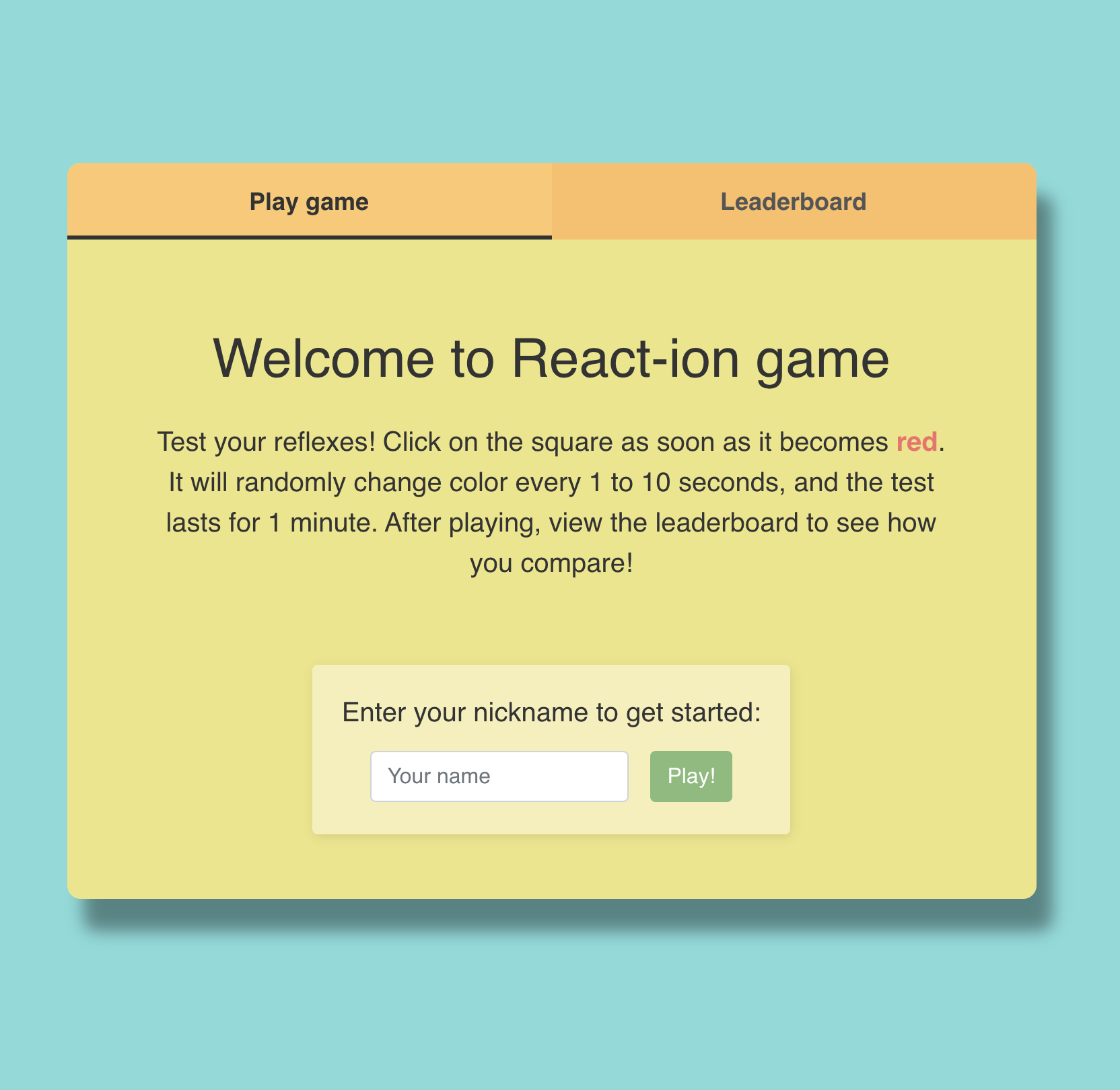 screenshot of reaction2 website